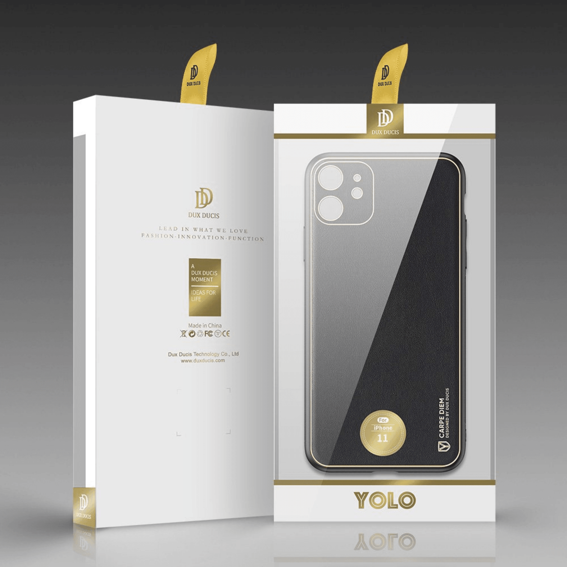 Dux Ducis - iPhone 12 Back Cover Yolo Series PU-Leder Schutzhülle - Schwarz