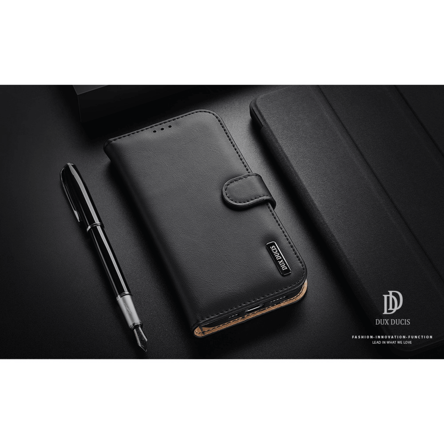 Dux Ducis - iPhone 12 Pro Max Flip Wallet Schutzhülle Hivo Series Echtleder Case - Schwarz - Pazzar.ch