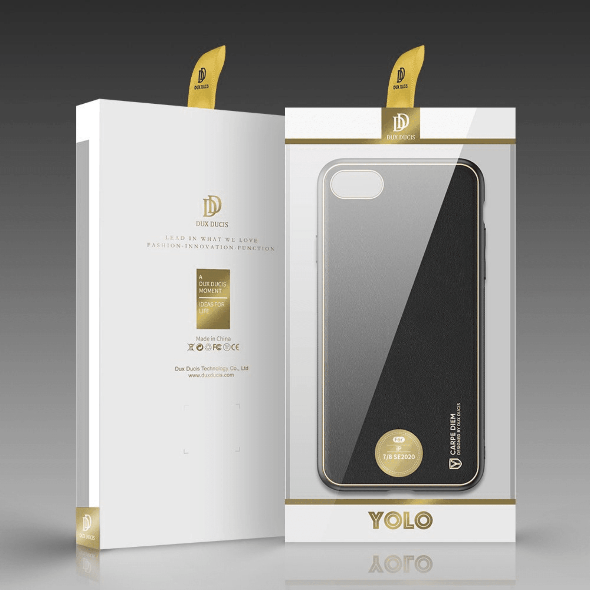 Dux Ducis - iPhone SE (2020) / iPhone 8 / iPhone 7 Back Cover Yolo Series PU-Leder Schutzhülle - Schwarz