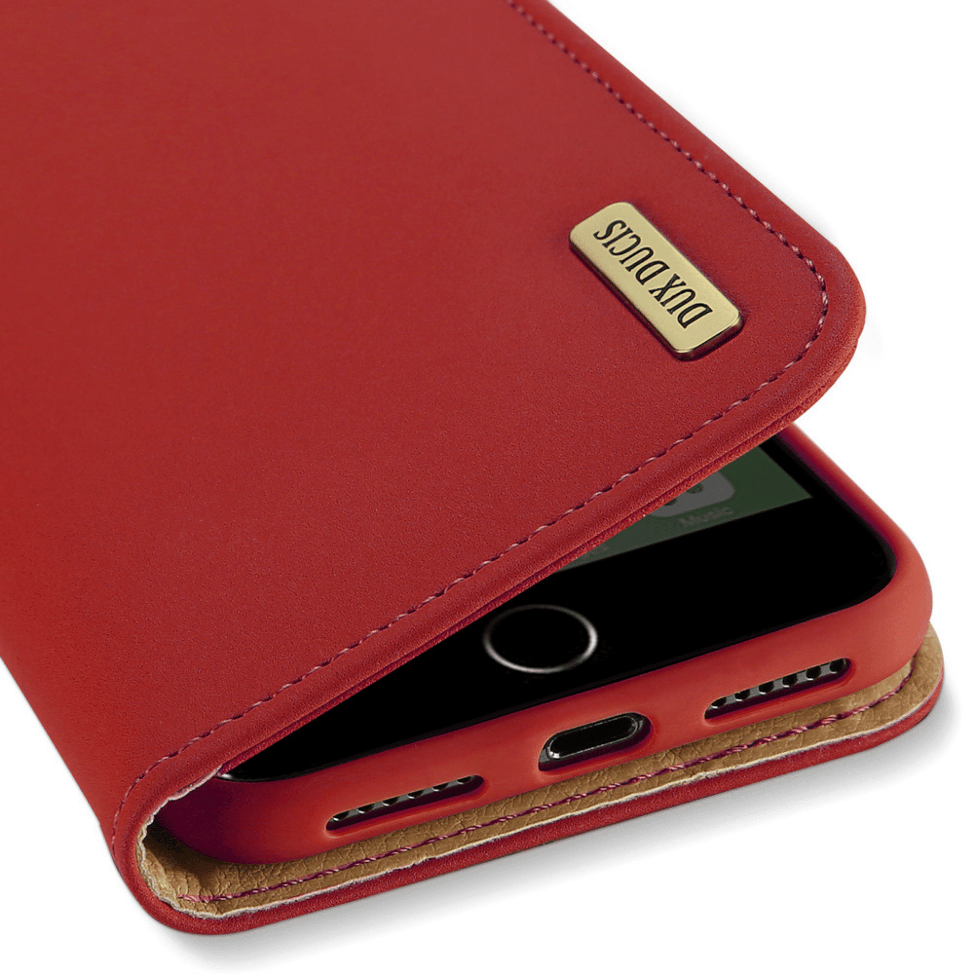 Dux Ducis - iPhone SE (2020) / iPhone 8 / iPhone 7 Flip Wallet Schutzhülle Wish Series Echtleder Case - Rot