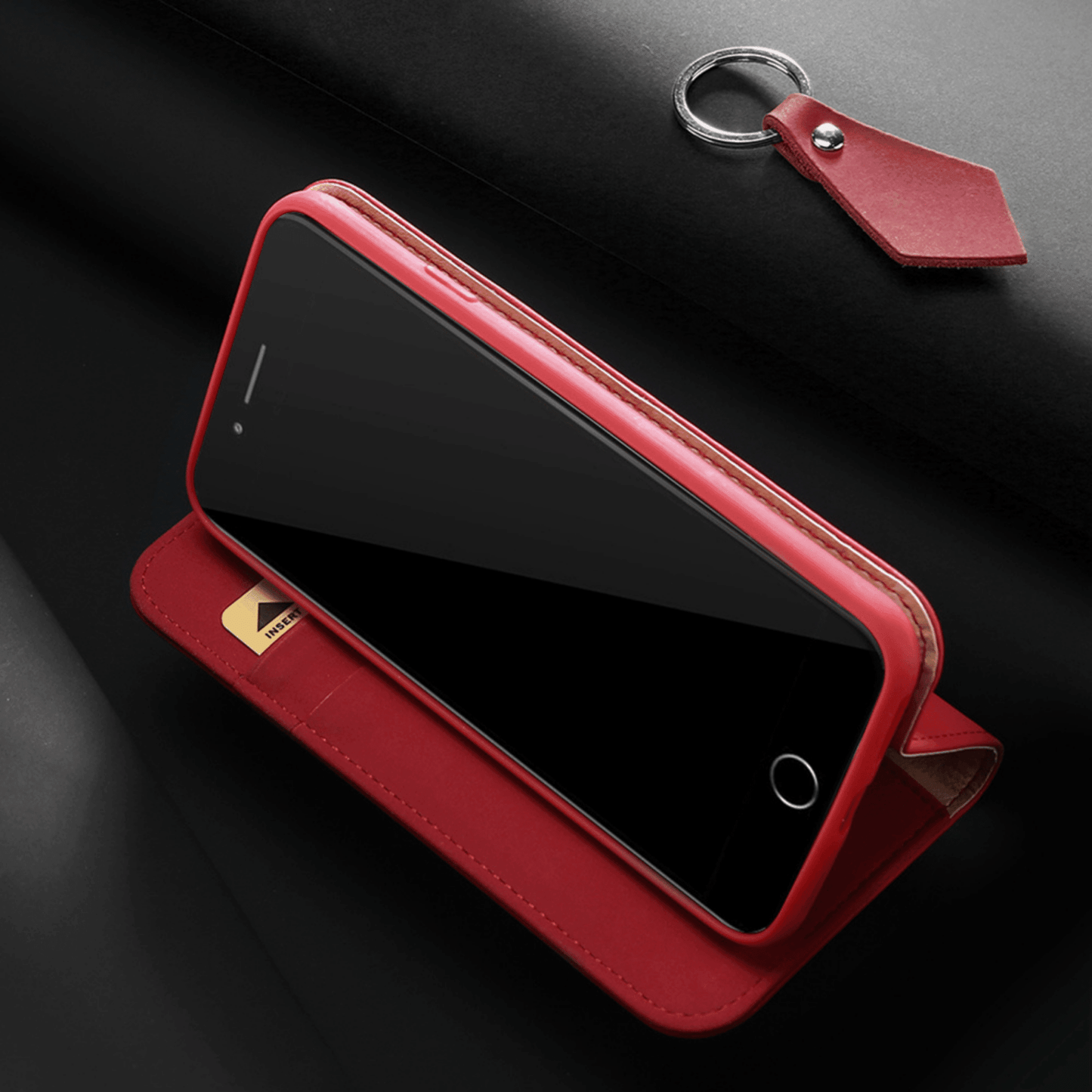 Dux Ducis - iPhone SE (2020) / iPhone 8 / iPhone 7 Flip Wallet Schutzhülle Wish Series Echtleder Case - Rot - Pazzar.ch