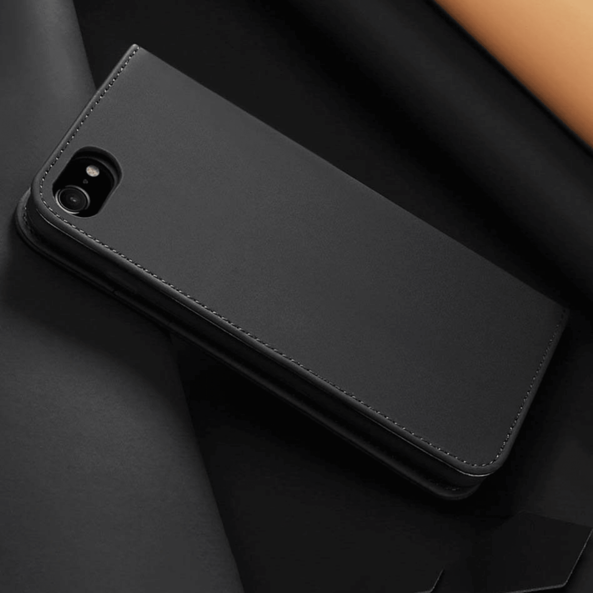 Dux Ducis - iPhone SE (2020) / iPhone 8 / iPhone 7 Flip Wallet Schutzhülle Wish Series Echtleder Case - Schwarz