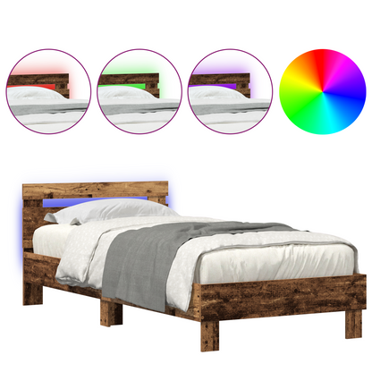 Bettgestell mit Kopfteil Altholz 90 x 200 cm Holzwerkstoff
