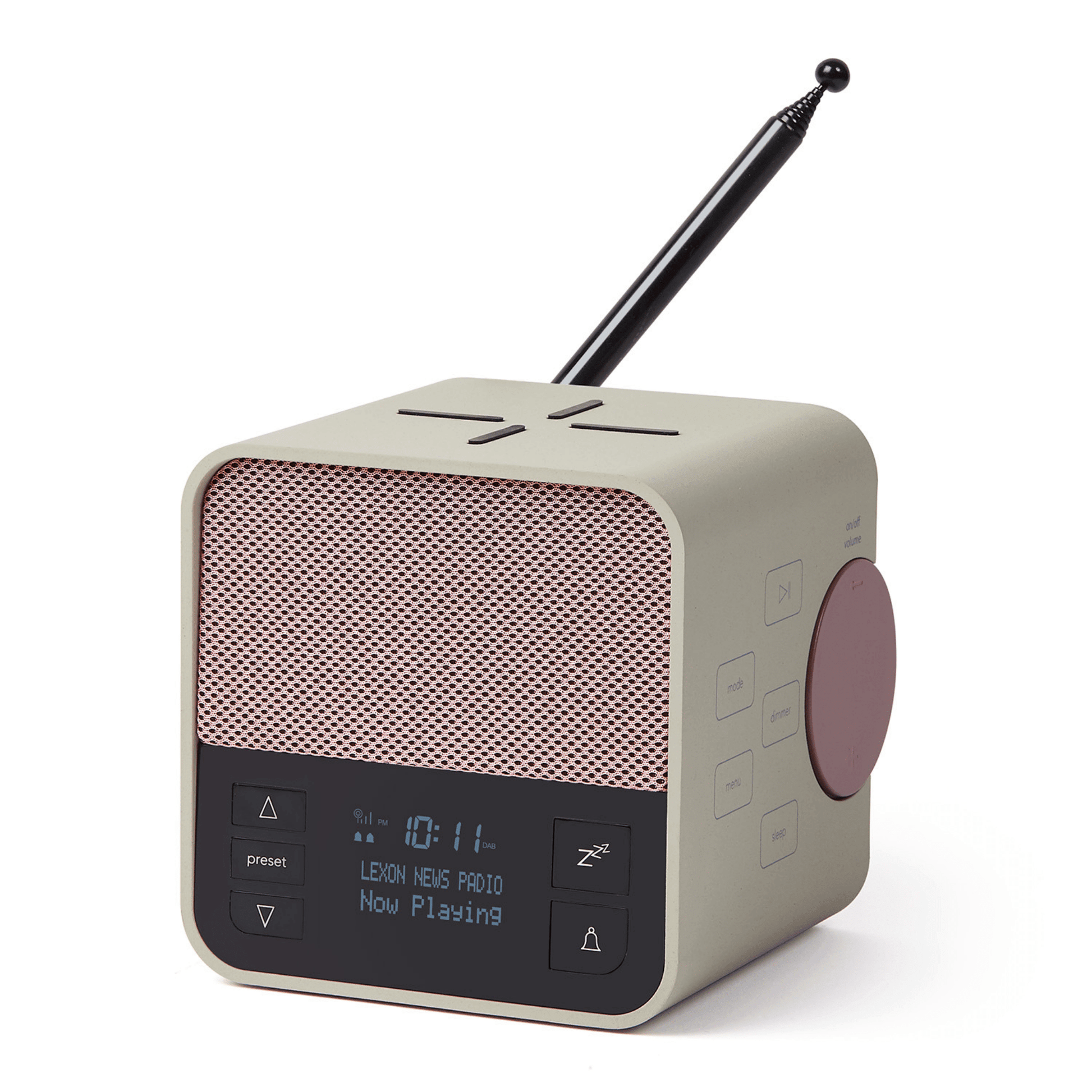 Lexon - 3in1 DAB+ & FM-Radio mit integriertem Bluetooth-Speaker und Wireless Charger - Rosa-Beige