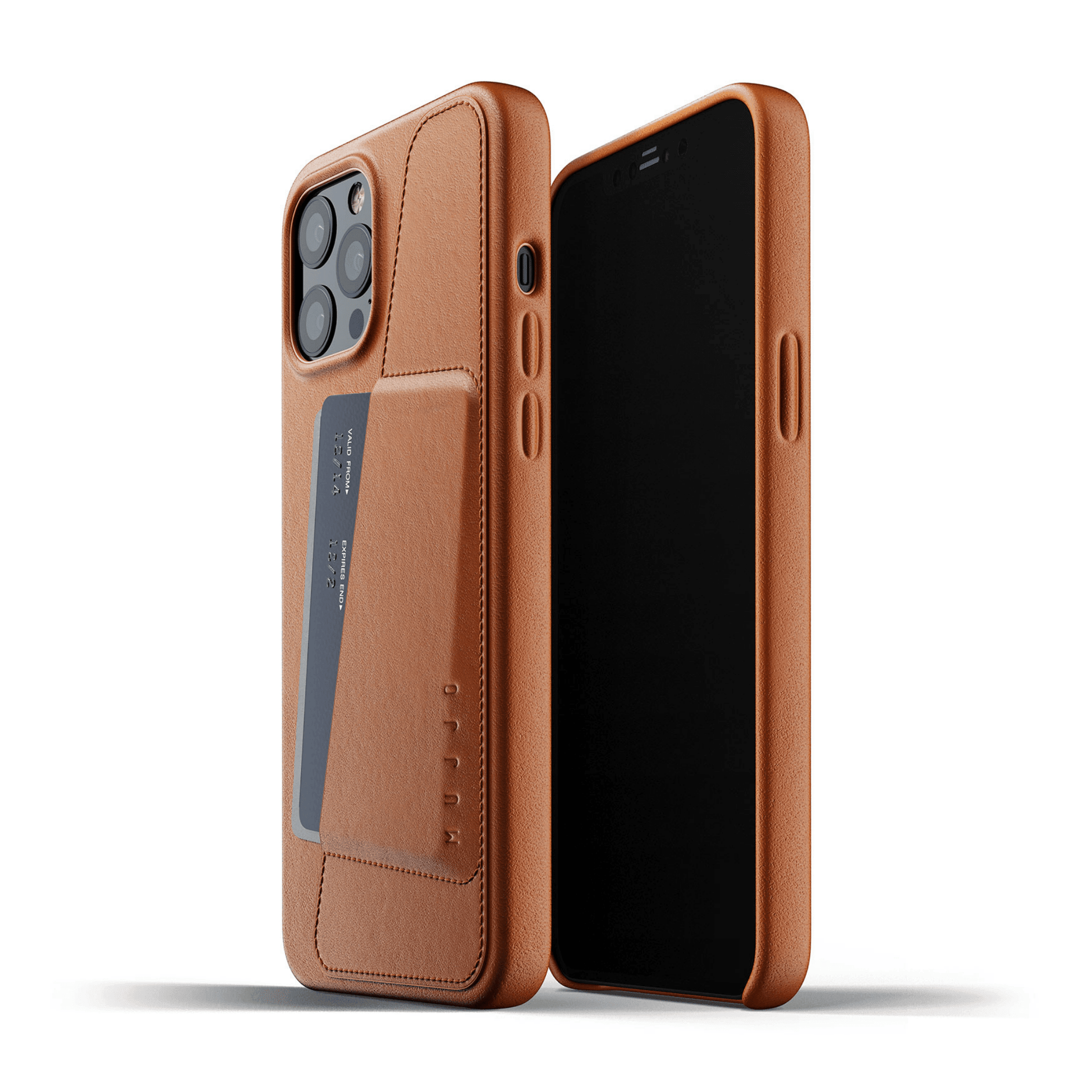 Mujjo - iPhone 12 Pro Max full Leather Wallet Case - Braun