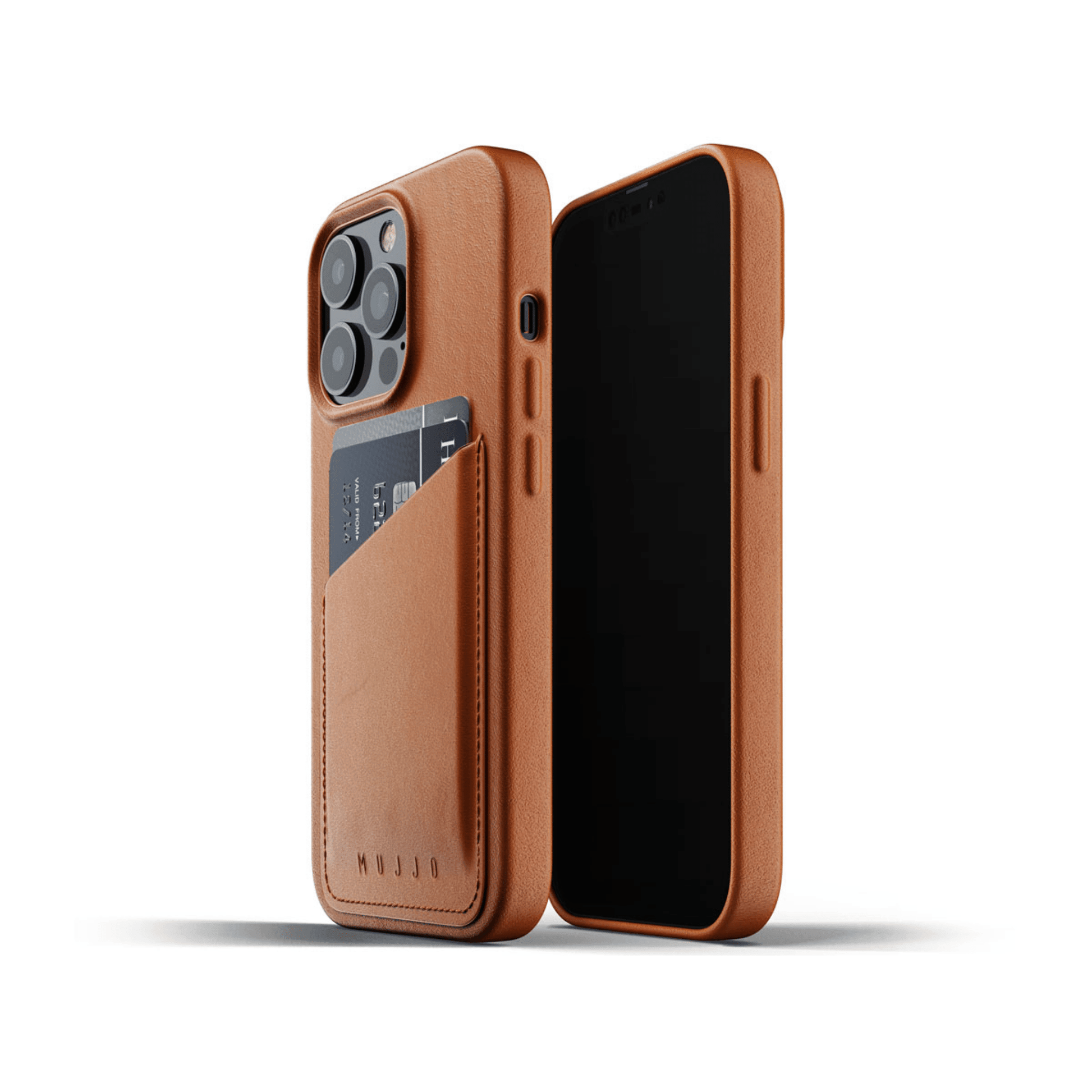 Mujjo - iPhone 13 Pro full Leather Wallet Case - Braun