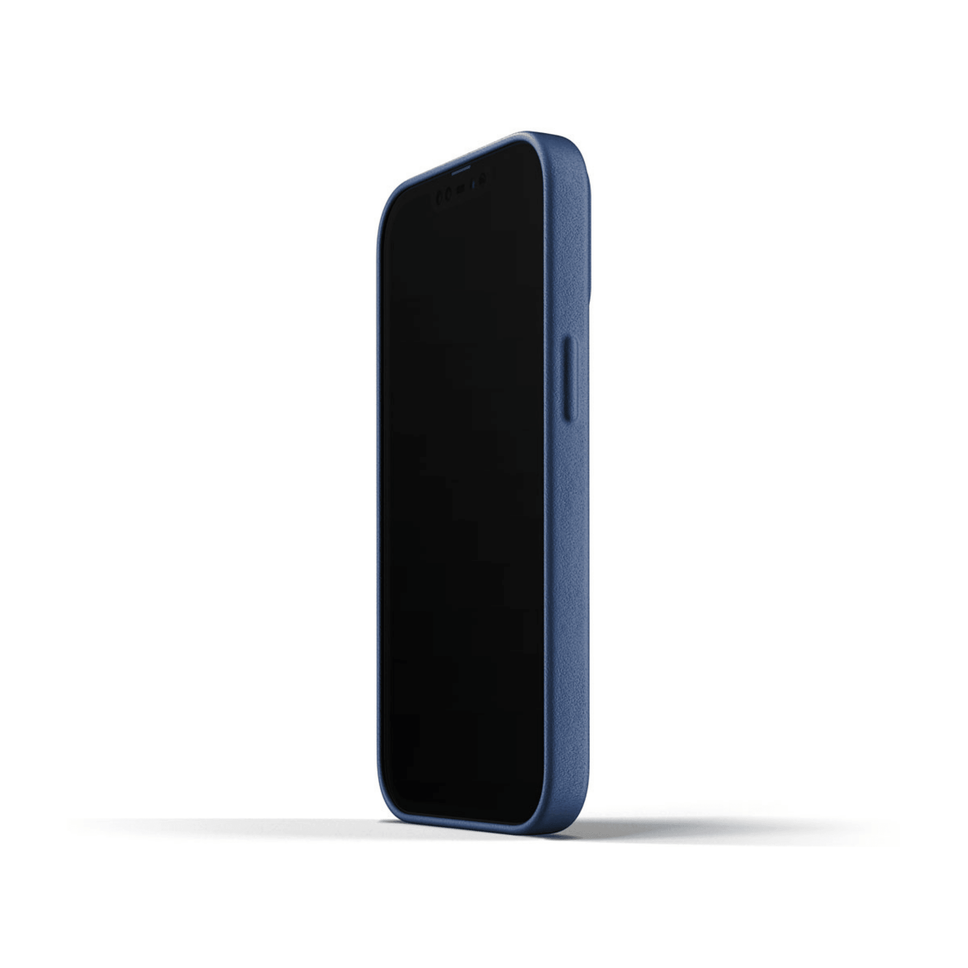 Mujjo - iPhone 13 Pro full Leather Wallet Case - Dunkelblau