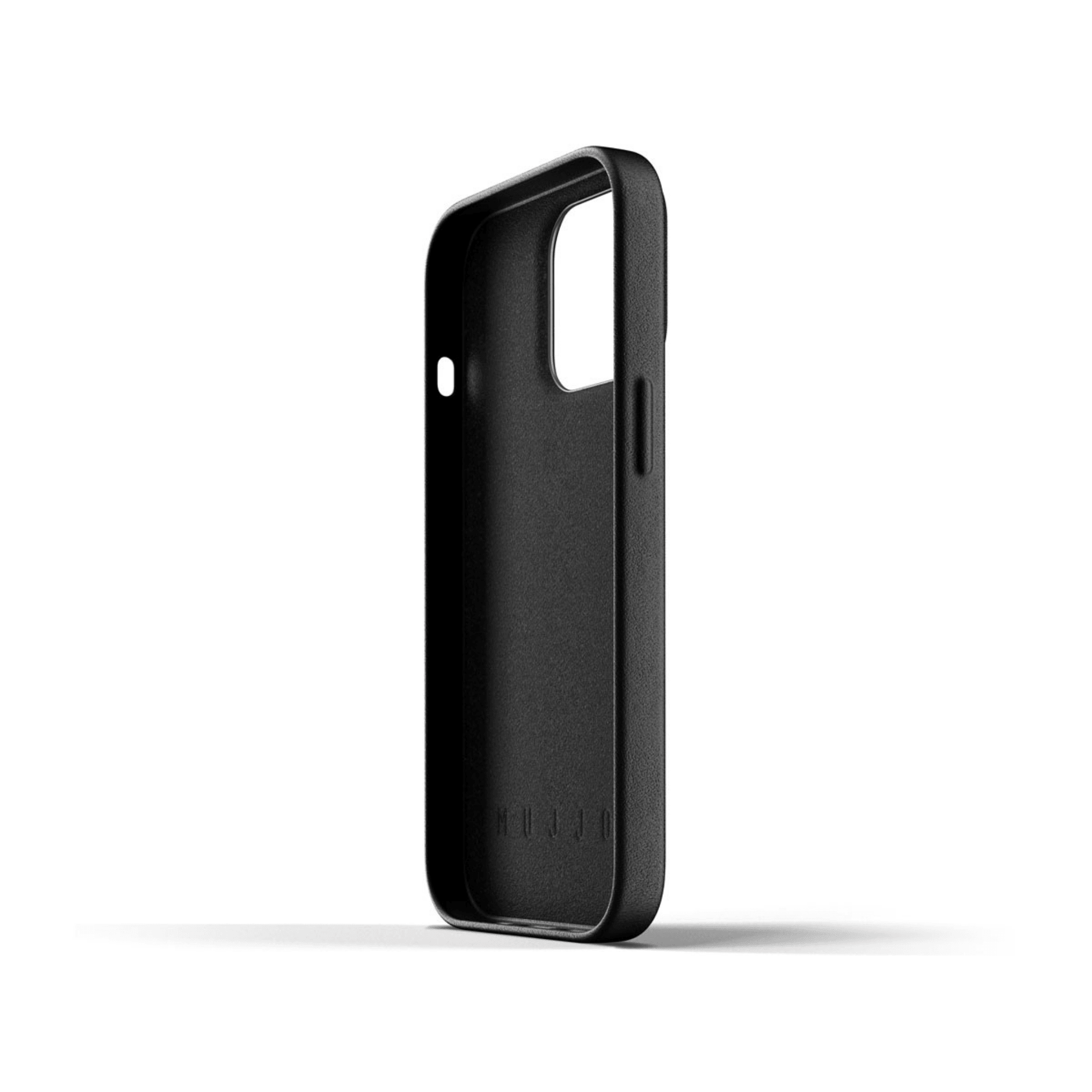 Mujjo - iPhone 13 Pro full Leather Wallet Case - Schwarz