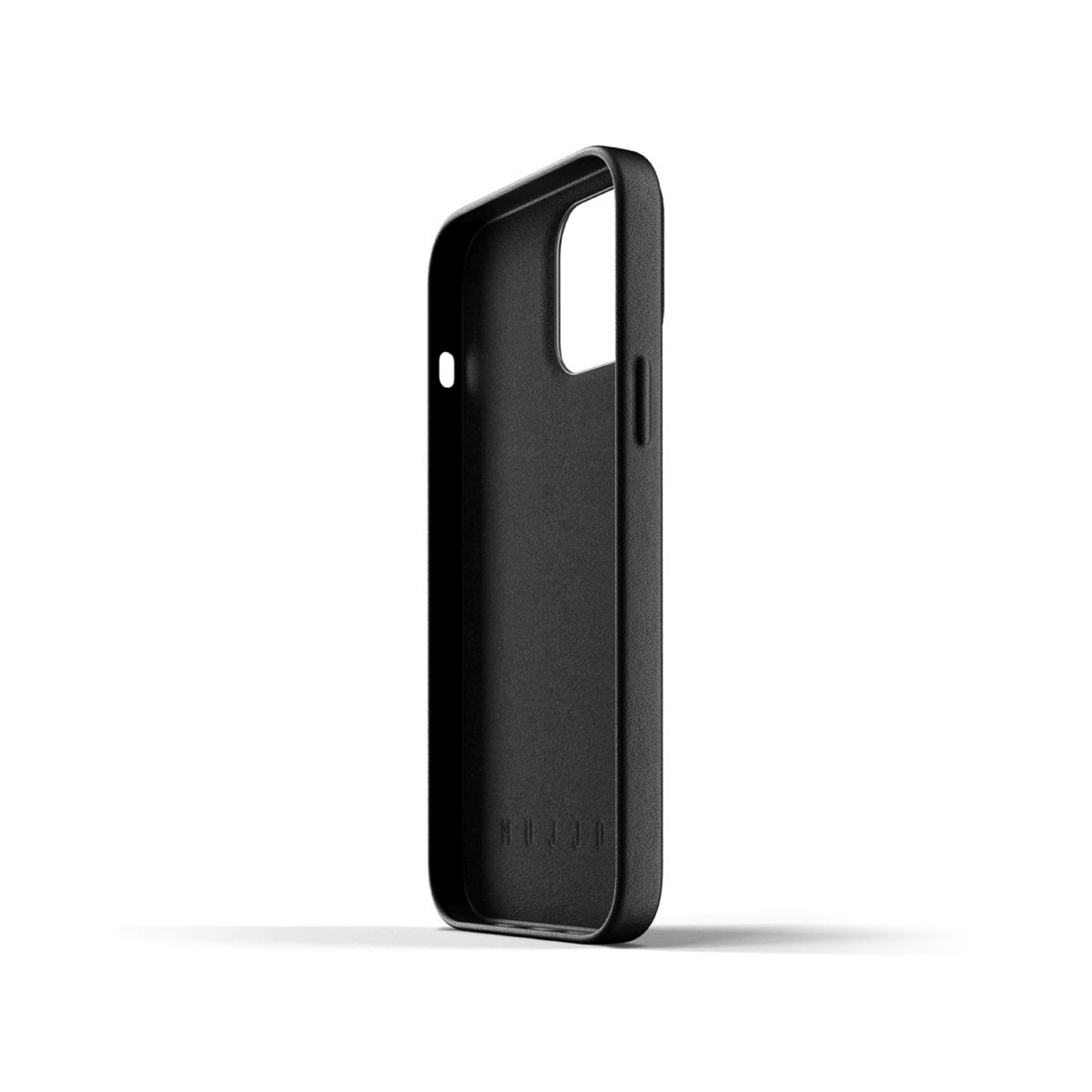 Mujjo - iPhone 13 Pro Max full Leather Wallet Case - Schwarz