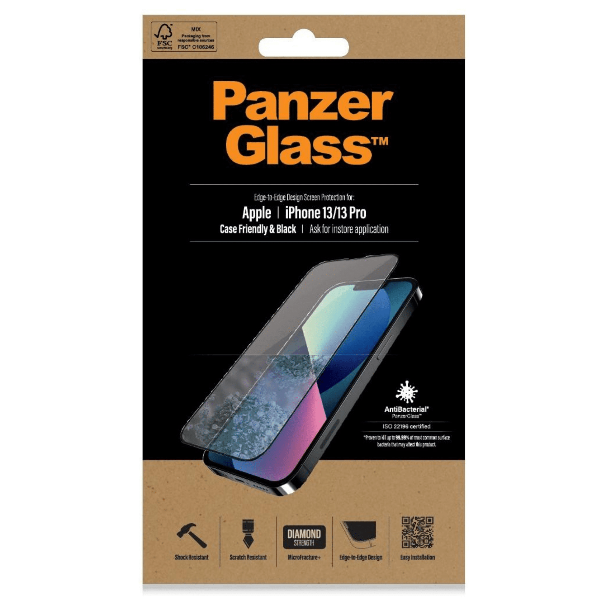 PanzerGlass - iPhone 13 / iPhone 13 Pro Displayschutz Case Friendly AB - Transparent