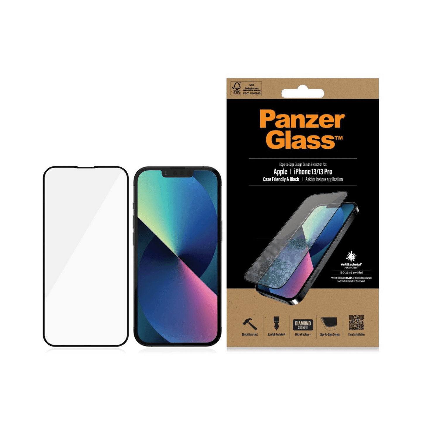 PanzerGlass - iPhone 13 / iPhone 13 Pro Displayschutz Case Friendly AB - Transparent - Pazzar.ch