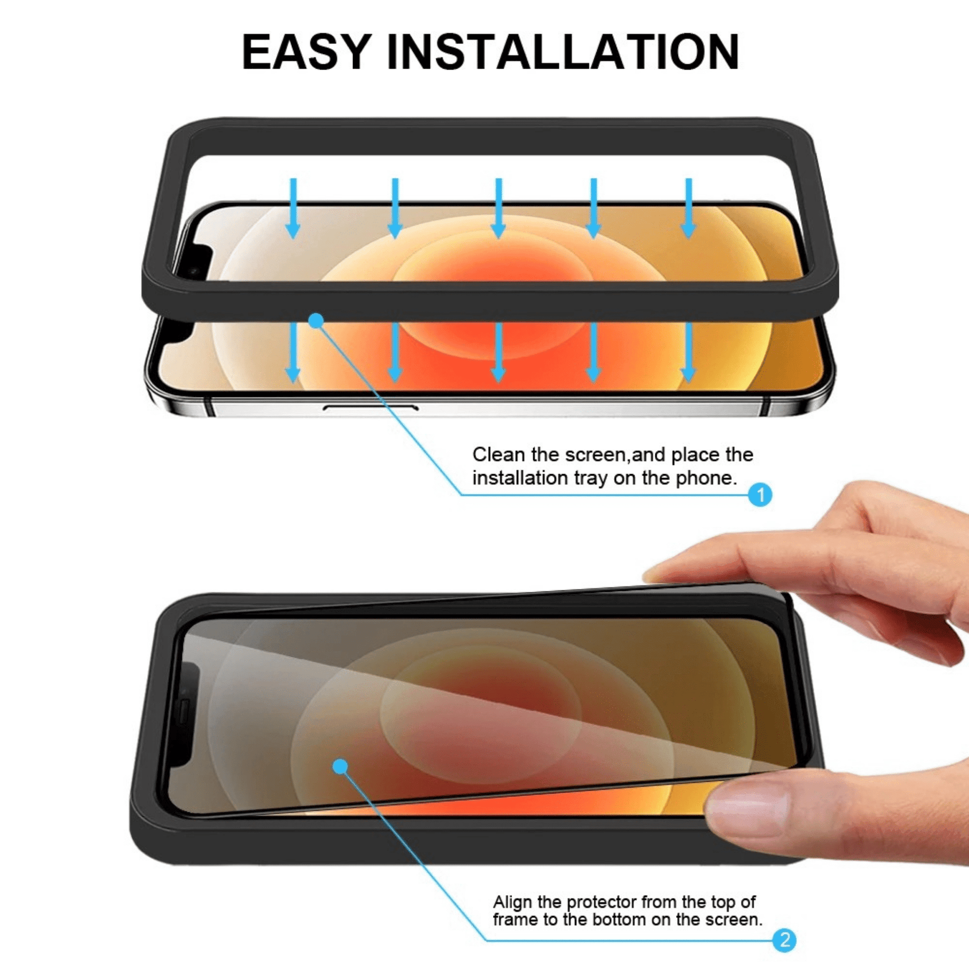 Ycymo - iPhone 11 / iPhone XR Privacy Vollbild Displayschutzglas mit Installationsrahmen - Schwarz