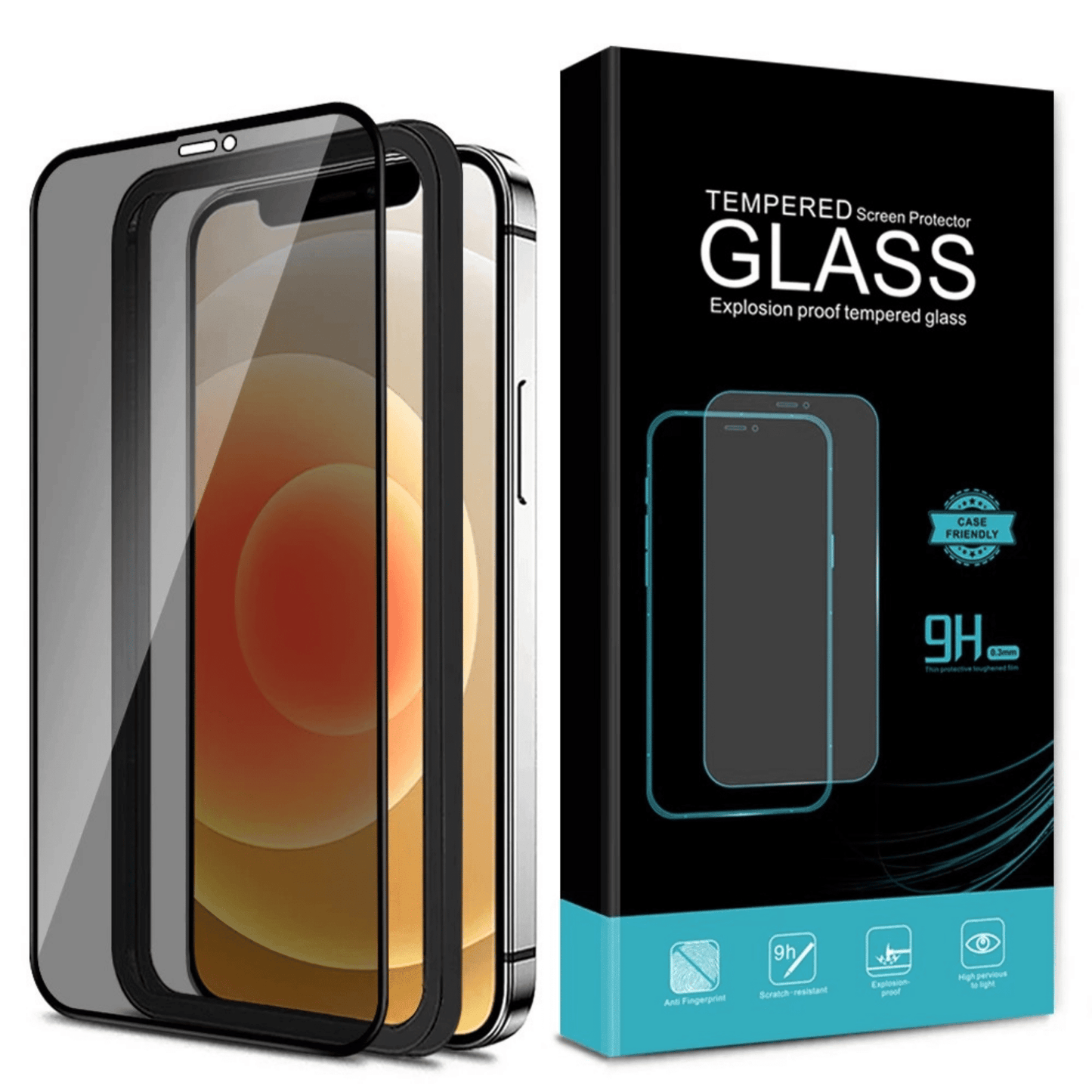 Ycymo - iPhone 11 / iPhone XR Privacy Vollbild Displayschutzglas mit Installationsrahmen - Schwarz - Pazzar.ch