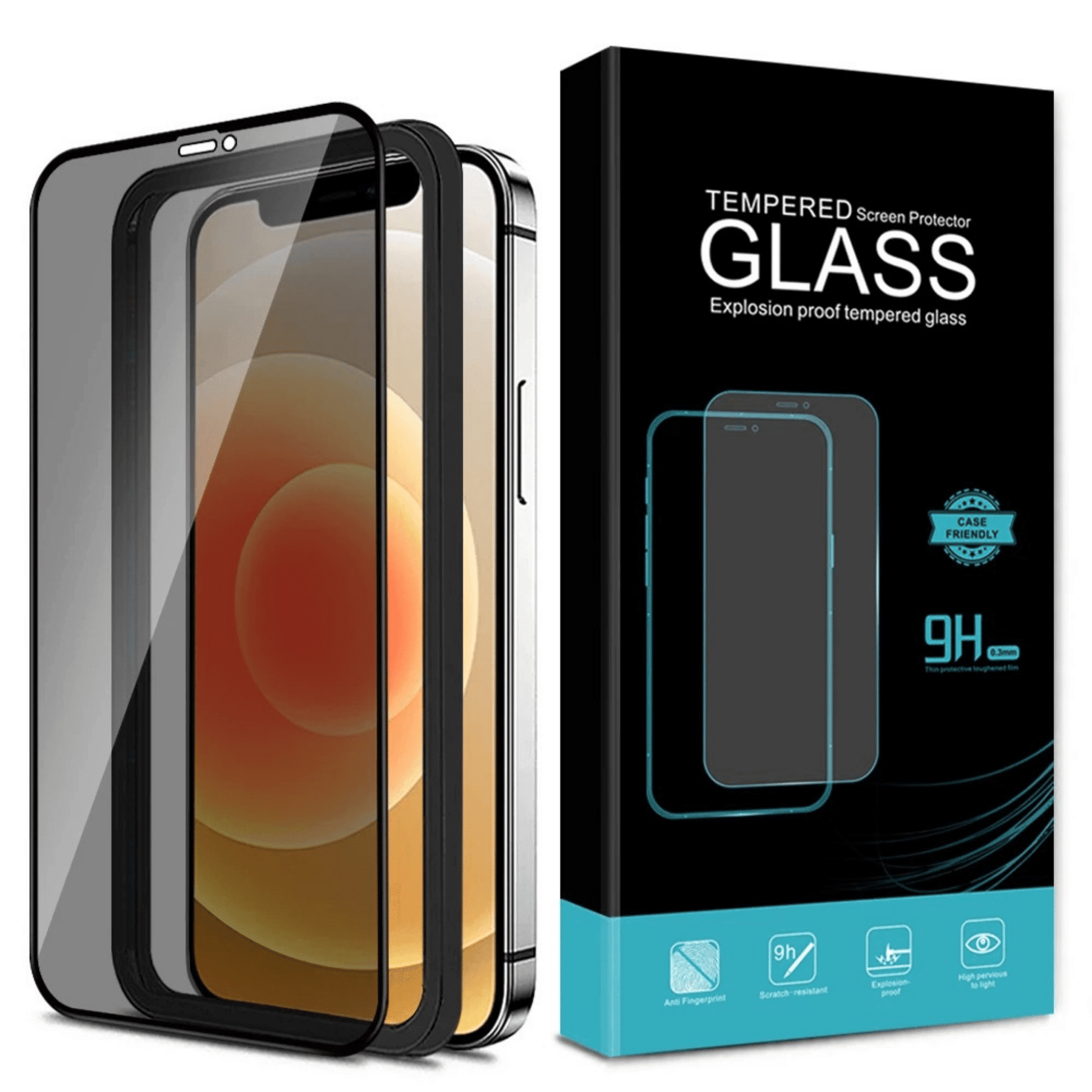 Ycymo - iPhone 11 / iPhone XR Privacy Vollbild Displayschutzglas mit Installationsrahmen - Schwarz