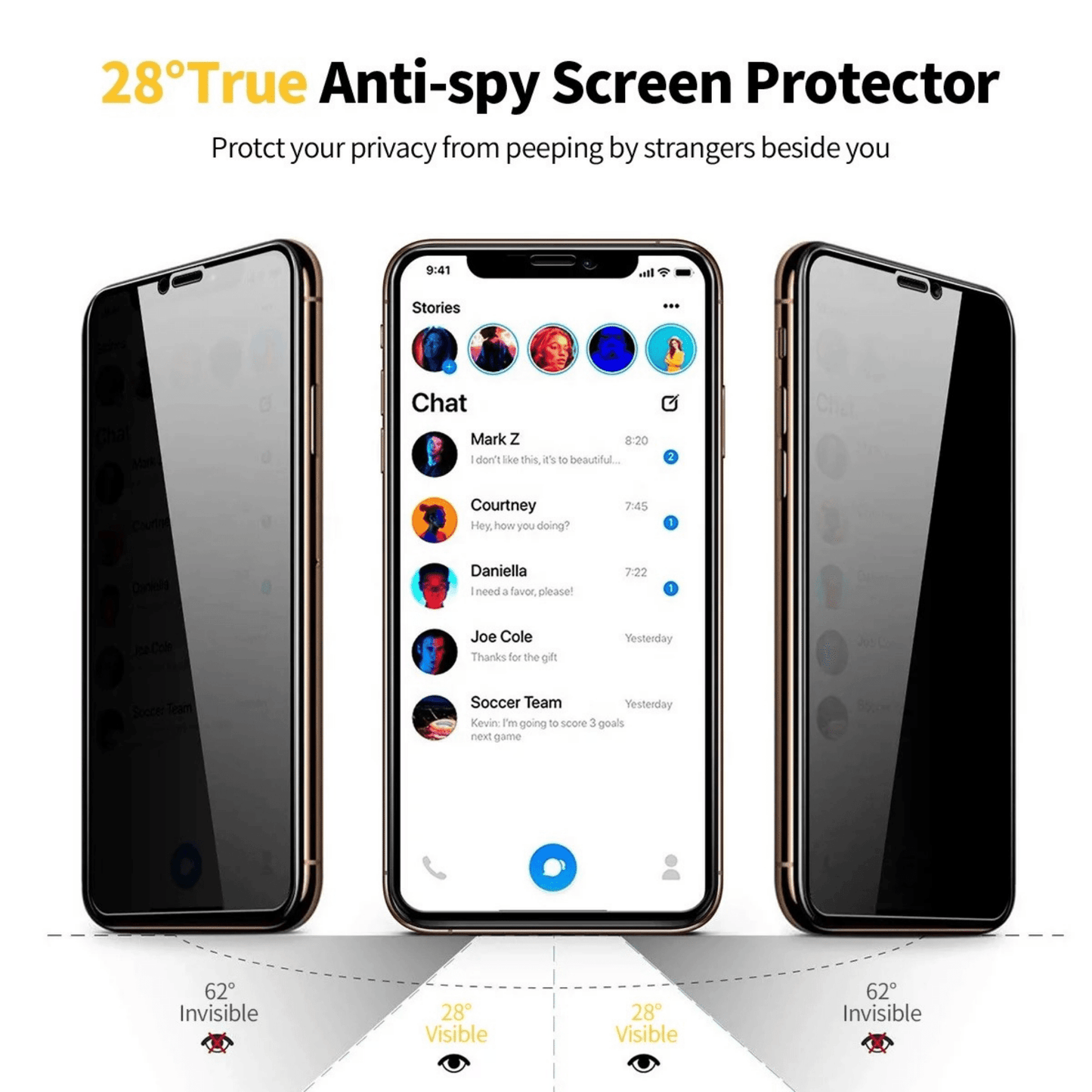 Ycymo - iPhone 11 / iPhone XR Privacy Vollbild Displayschutzglas mit Installationsrahmen - Schwarz - Pazzar.ch