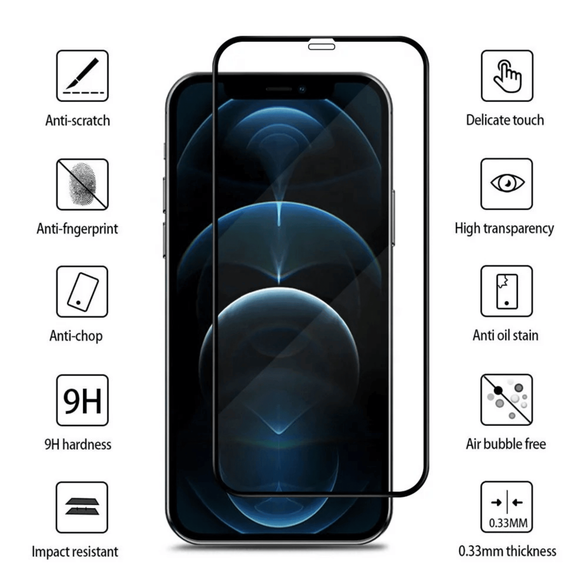 Ycymo - iPhone 12 Mini Vollbild Displayschutz Glas mit Installationsrahmen (Easy APP) - Transparent