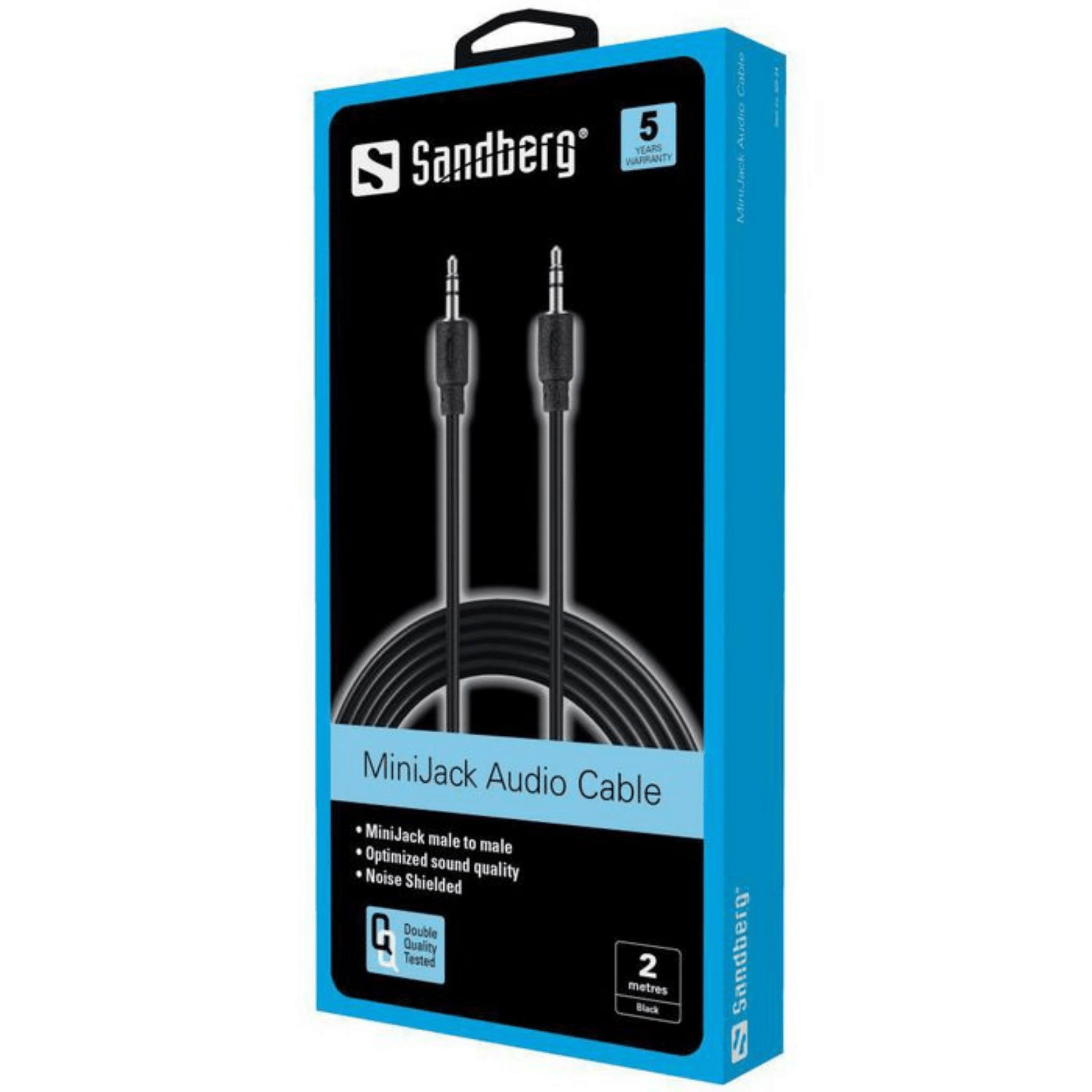 Sandberg - (2m) MiniJack Audio AUX Klinke 3.5mm Verbindungskabel - Schwarz