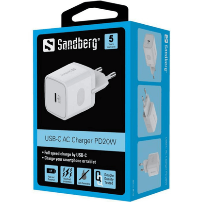 Sandberg - USB-C AC Charger PD20W Wandladegerät - Weiss - Pazzar.ch