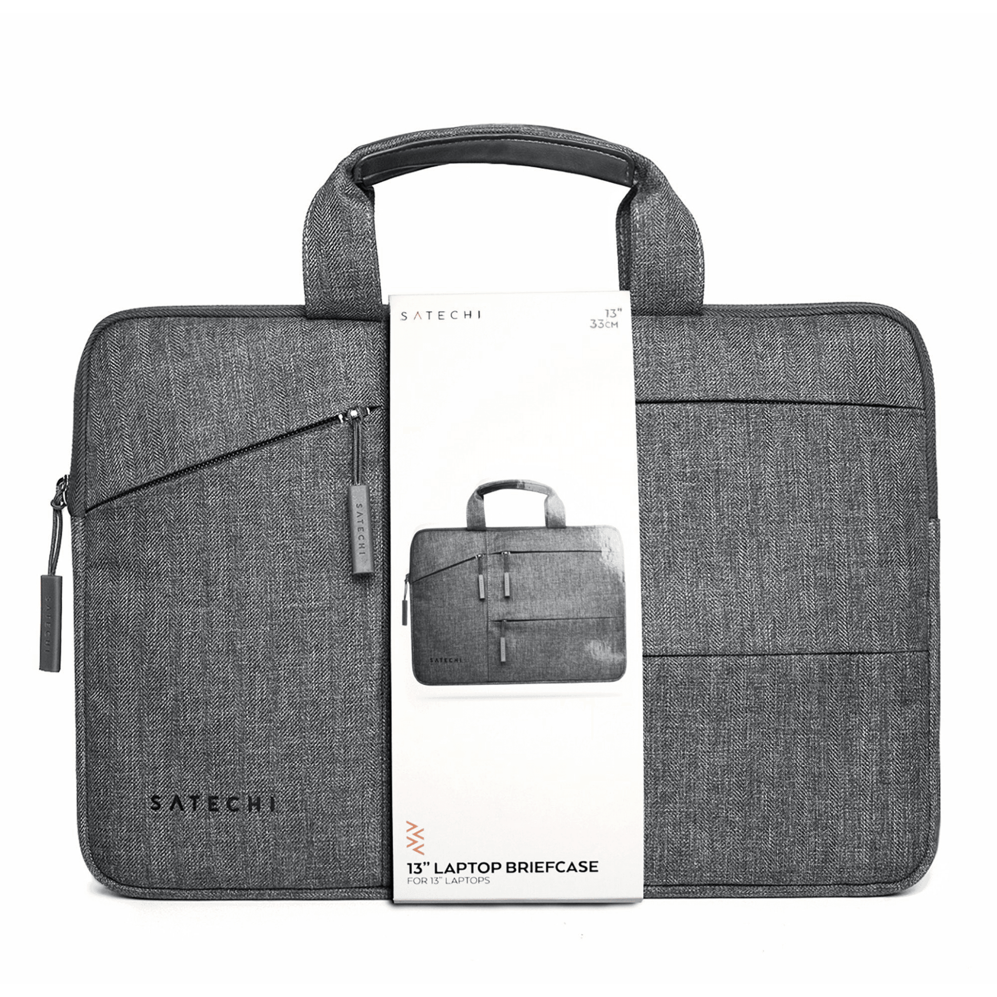 Satechi - Wasserresistente Laptoptasche 13“ mit praktischen Taschen an der Vorderseite - Grau