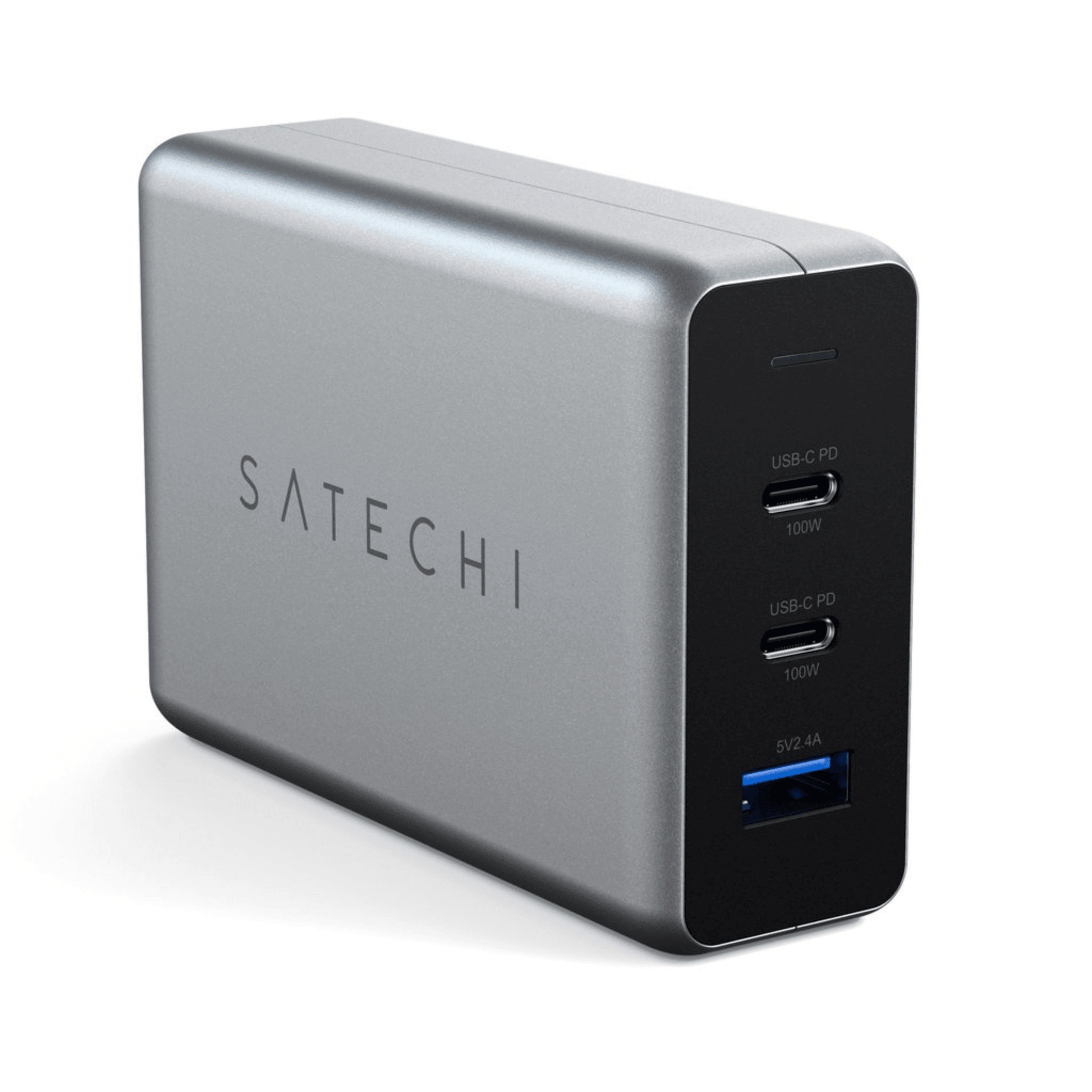 Satechi - 100W 3-Port Ladegerät mit 2x USB-C PD Ladeports (1x -100W / 1x -30W) und 1x USB-A Ports (12W) - Space Gray