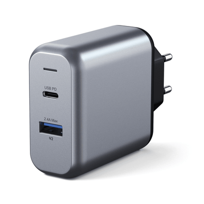 Satechi - 30W Dual-Port Ladegerät mit 1x USB-C Port (18W) und 1x USB-A 3.0 Port (12W) - Space Gray - Pazzar.ch