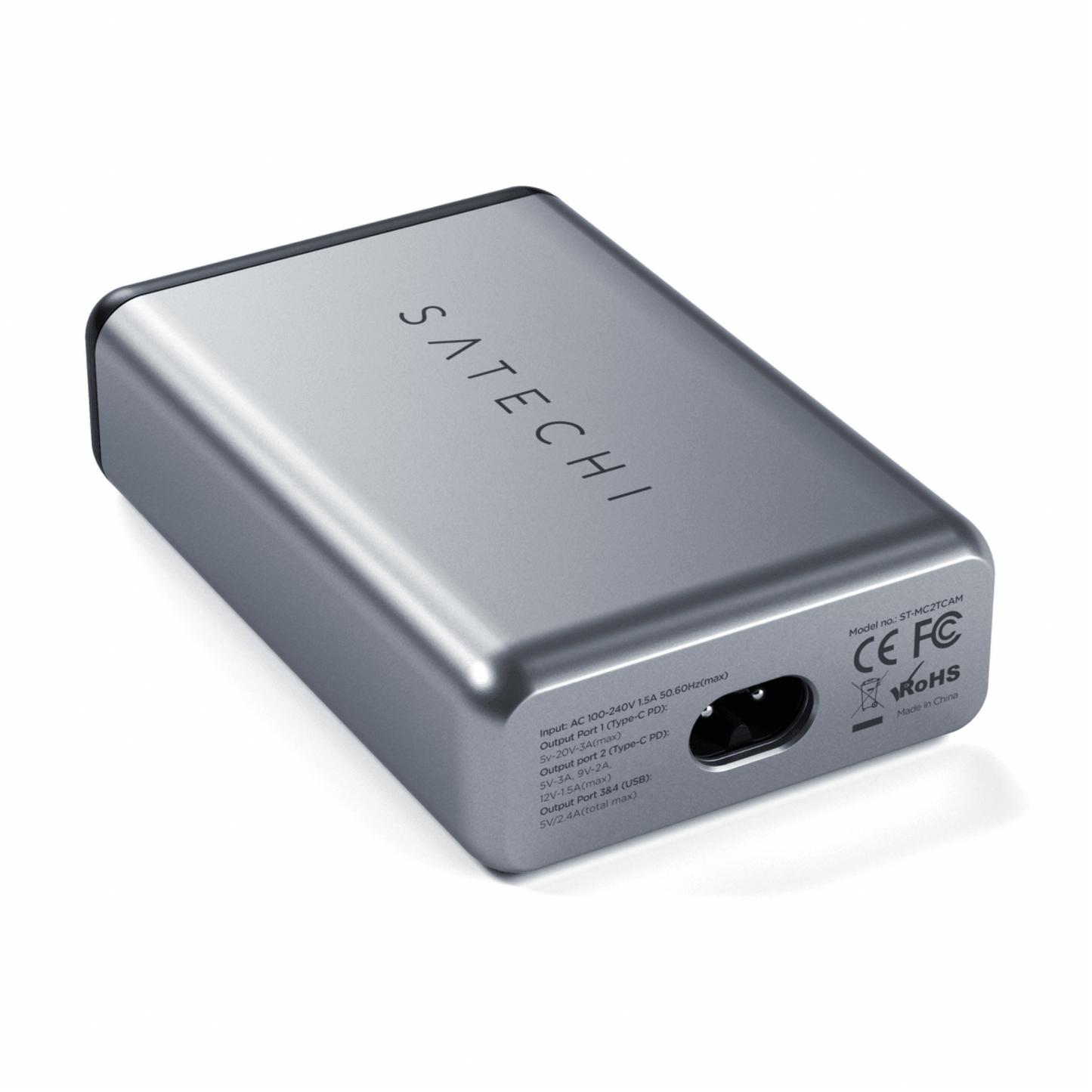 Satechi - 75W 4-Port Ladegerät mit 2x USB-C PD Ladeports (1x 60W / 1x 18W) und 2x USB-A Ports (12W) - Space Gray - Pazzar.ch