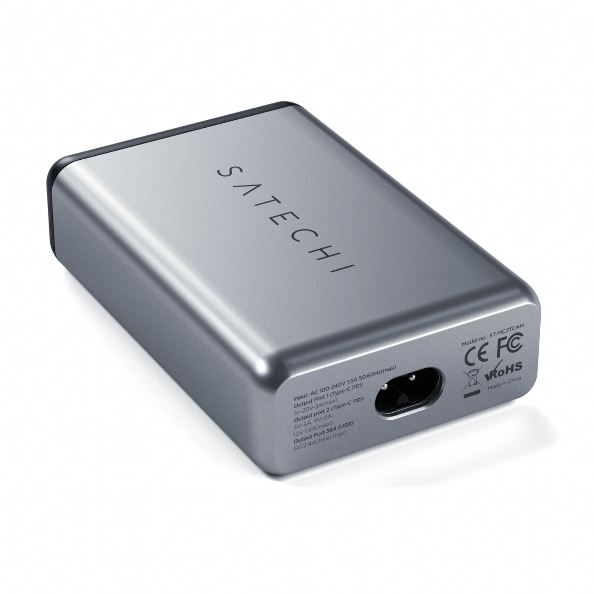 Satechi - 75W 4-Port Ladegerät mit 2x USB-C PD Ladeports (1x 60W / 1x 18W) und 2x USB-A Ports (12W) - Space Gray