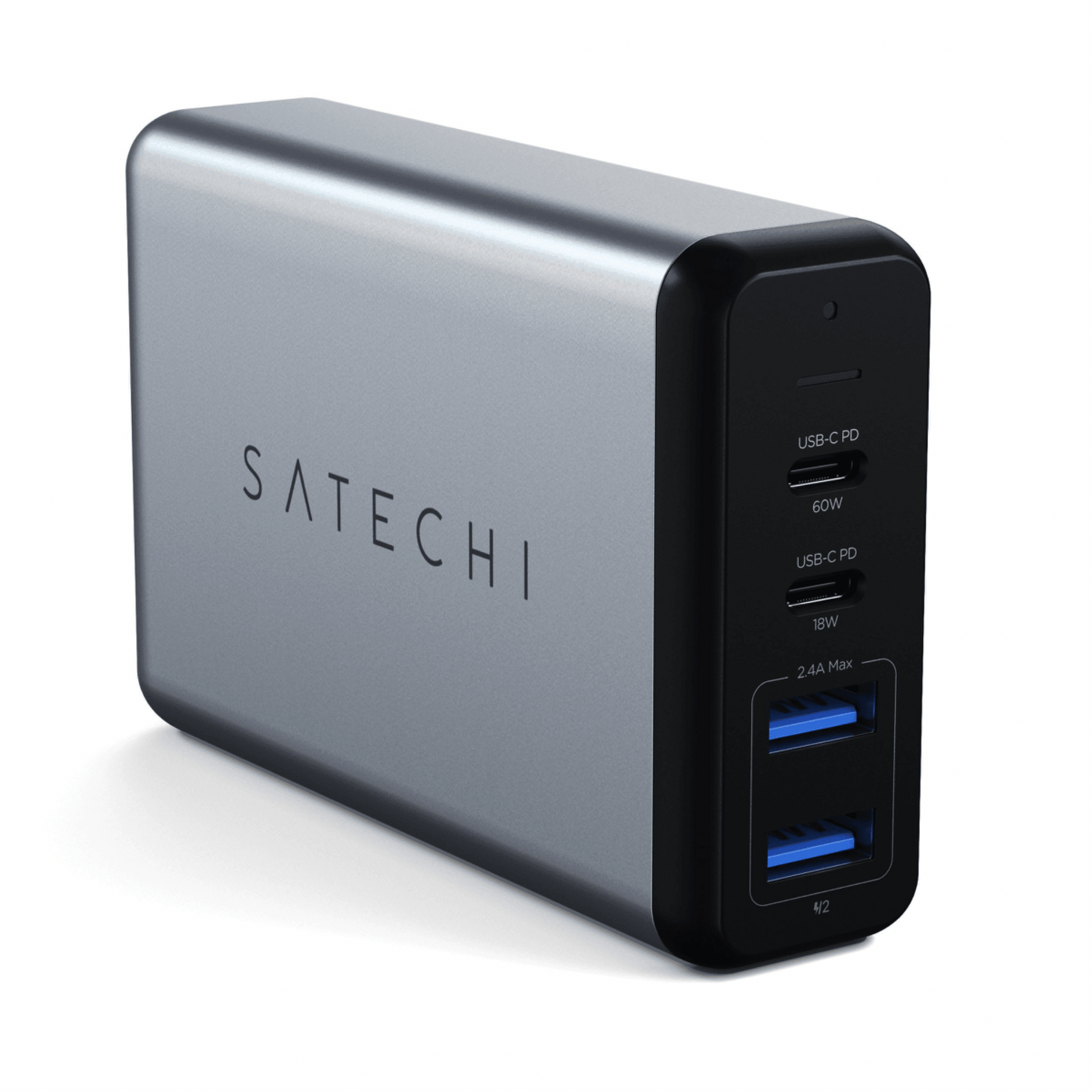 Satechi - 75W 4-Port Ladegerät mit 2x USB-C PD Ladeports (1x 60W / 1x 18W) und 2x USB-A Ports (12W) - Space Gray