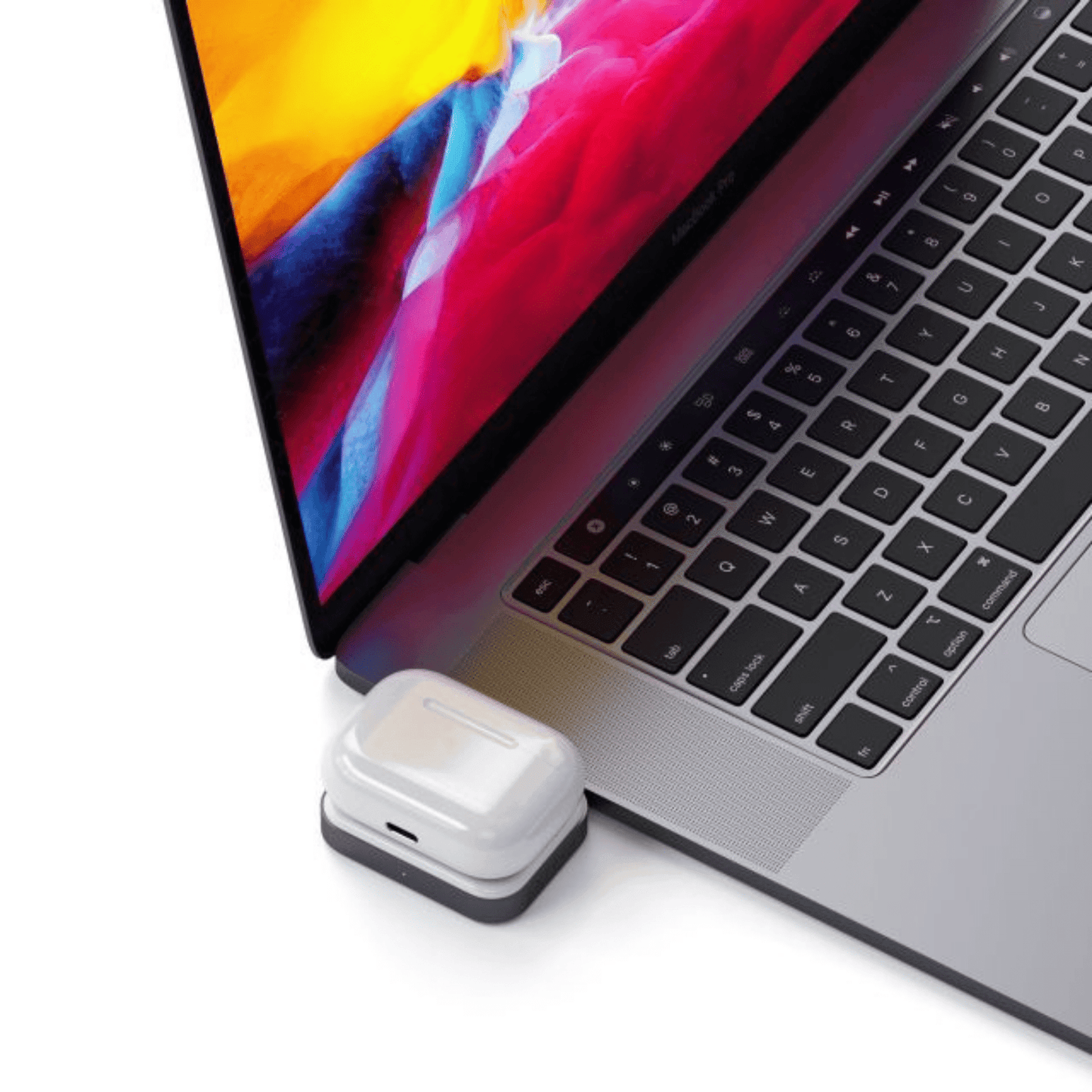 Satechi - Elegante Aluminium Qi Wireless USB-C Ladestation für AirPods Pro & AirPods - Space Gray / Weiss - Pazzar.ch