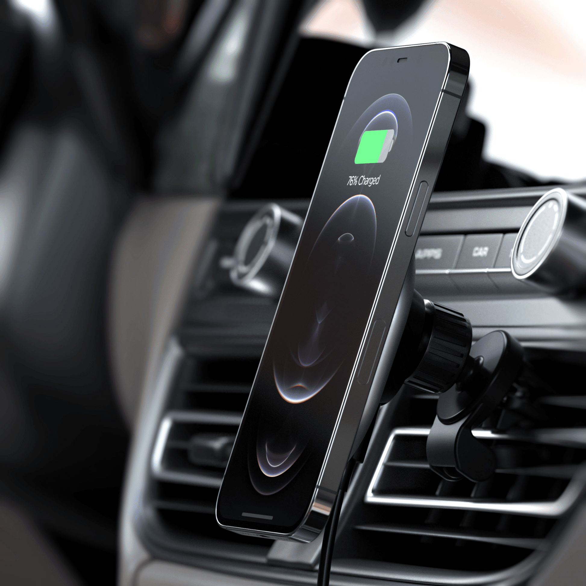 Satechi - Kabelloser magnetischer Qi Car Charger Halterung - Space Gray