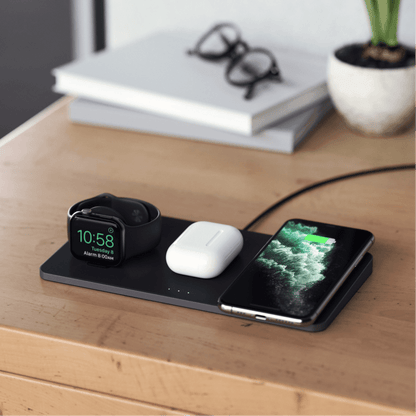 Satechi - Trio Qi Wireless Ladegerät für Aufladen der Apple Watch, AirPods & Qi-kompatiblen iPhones/Smartphones - Schwarz - Pazzar.ch