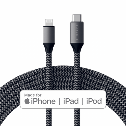 Satechi - (1.8m) Lightning auf USB-C schnell Ladekabel und Datenkabel - Space Gray - Pazzar.ch