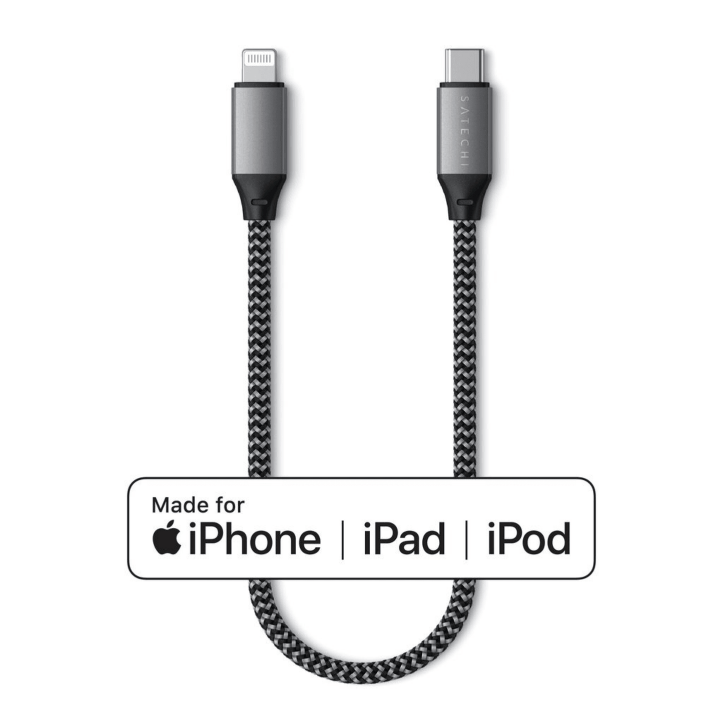 Satechi - (25cm) Lightning auf USB-C schnell Ladekabel und Datenkabel - Space Gray - Pazzar.ch