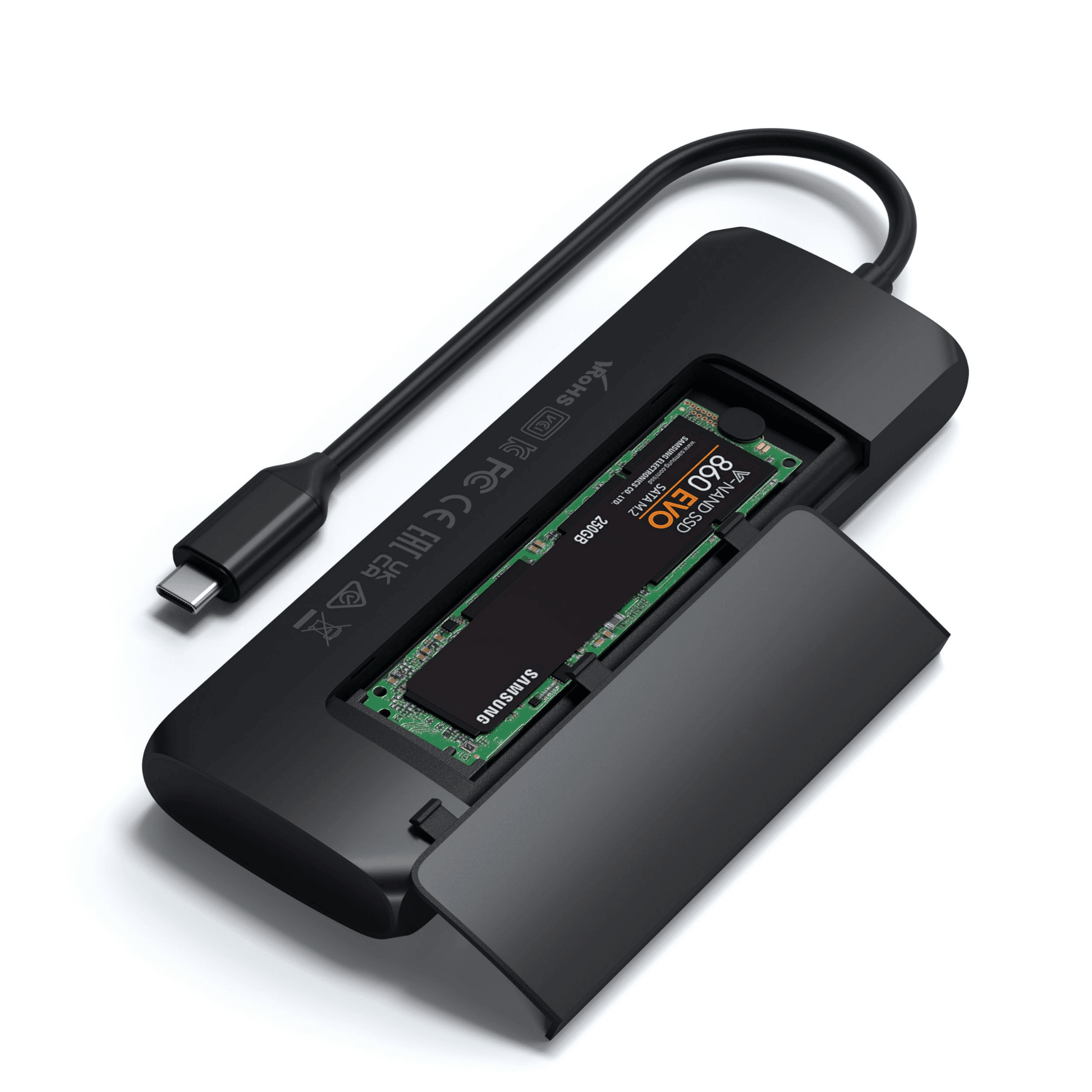 Satechi - USB-C Slim Alu Multiport Hub mit SSD Fach - Schwarz