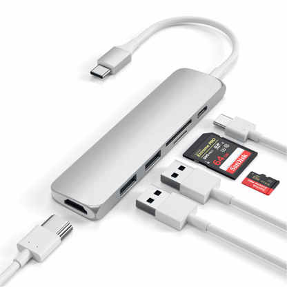 Satechi - USB-C Slim Alu Multiport Hub V2 - Silber - Pazzar.ch