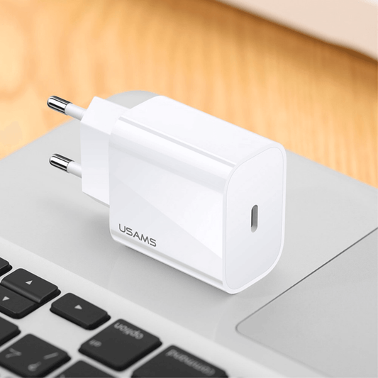 Usams - USB-C Ladegerät T34 PD Series mit 20W Power Schnellladung - Weiss - Pazzar.ch