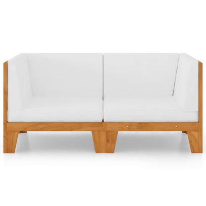 2-Sitzer-Sofa mit Cremeweißen Kissen Akazie Massivholz - Pazzar.ch