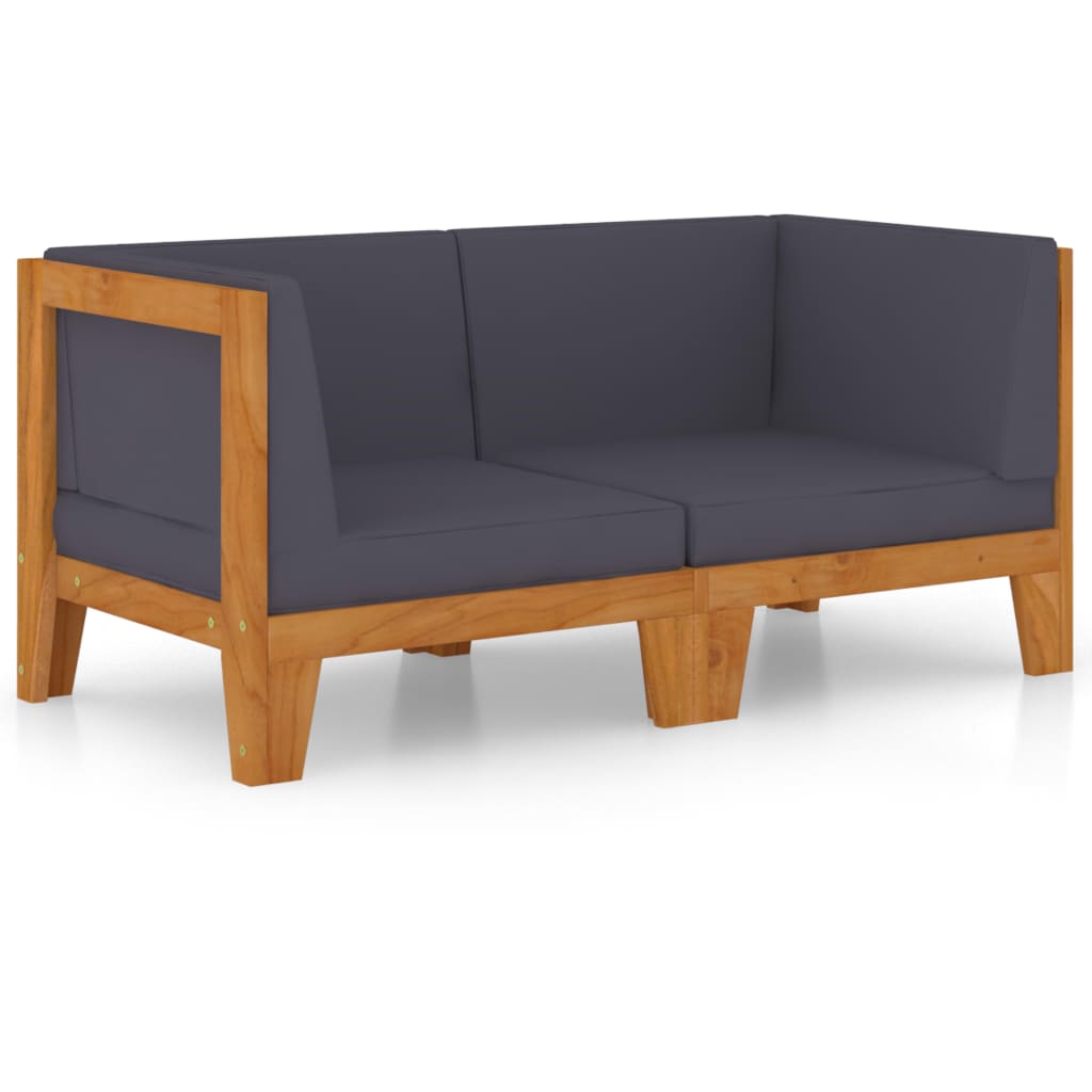 2-Sitzer-Sofa mit Dunkelgrauen Kissen Akazie Massivholz - Pazzar.ch