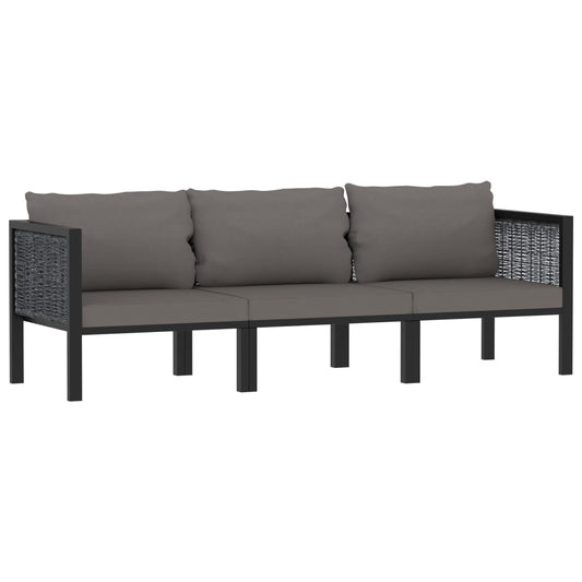 3-Sitzer-Sofa mit Auflage Anthrazit Poly Rattan - Pazzar.ch