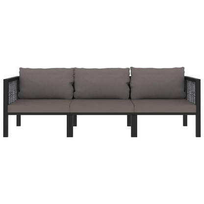 3-Sitzer-Sofa mit Auflage Anthrazit Poly Rattan - Pazzar.ch