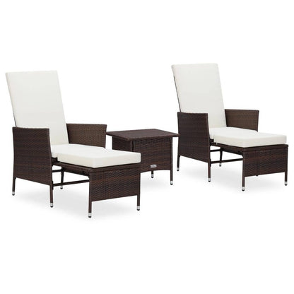 3-tlg. Garten-Lounge-Set mit Auflagen Poly Rattan Braun - Pazzar.ch