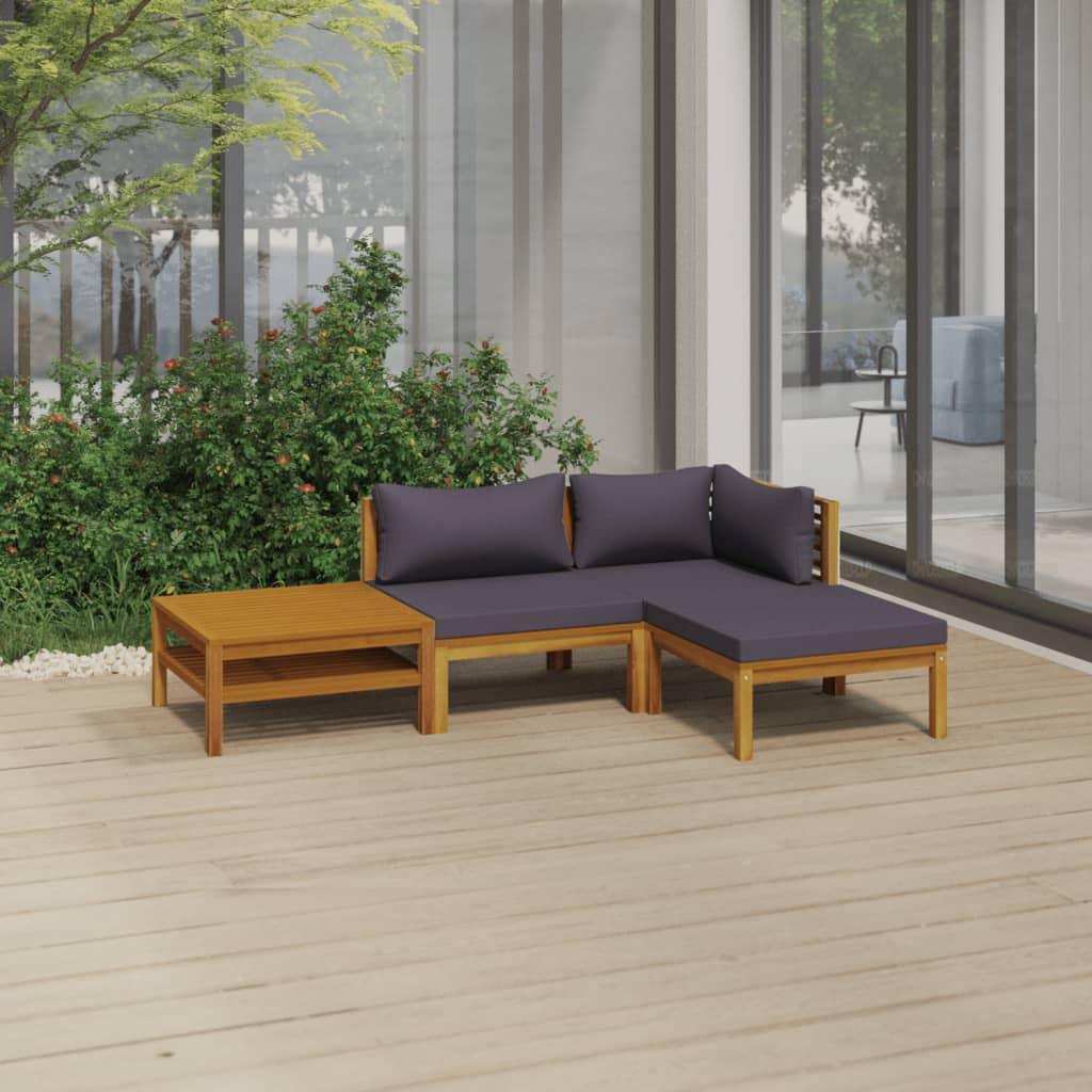 4-tlg. Garten-Lounge-Set mit Auflage Massivholz Akazie - Pazzar.ch