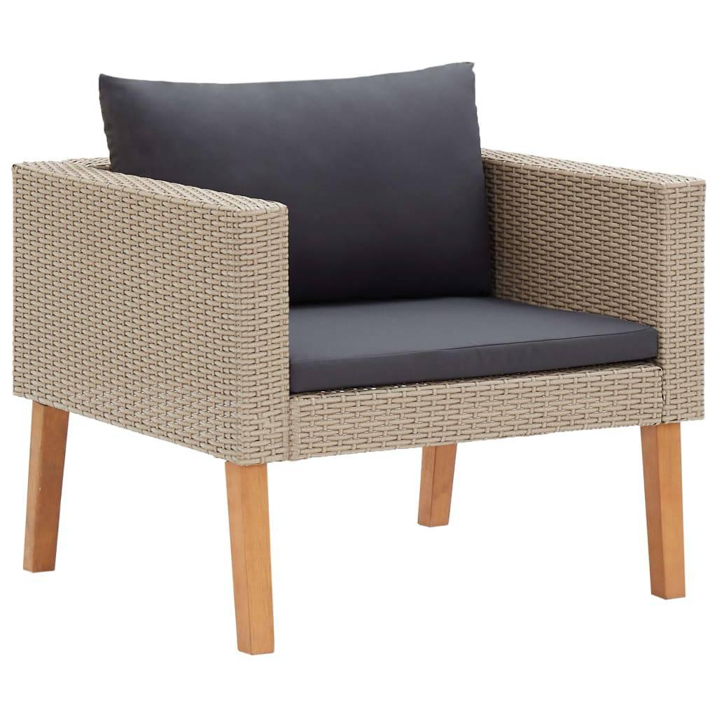 4-tlg. Garten-Lounge-Set mit Auflagen Poly Rattan Beige - Pazzar.ch