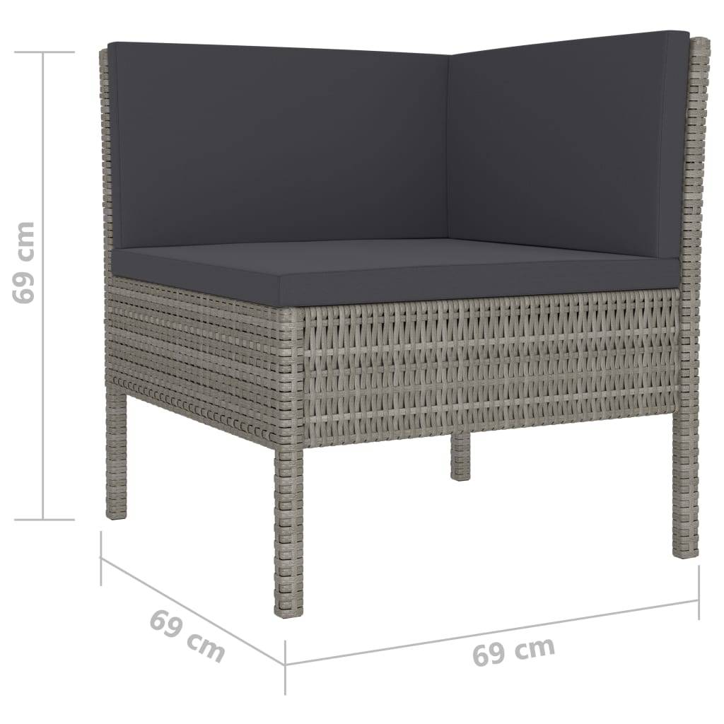 4-tlg. Garten-Lounge-Set mit Auflagen Poly Rattan Grau - Pazzar.ch