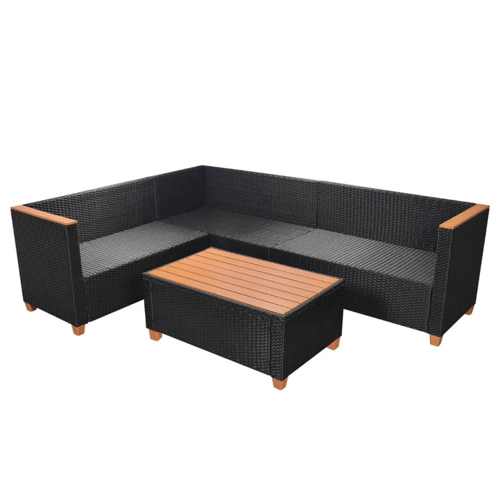 4-tlg. Garten-Lounge-Set mit Auflagen Poly Rattan Schwarz - Pazzar.ch