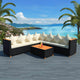 5-tlg. Garten-Lounge-Set mit Auflagen Poly Rattan Schwarz