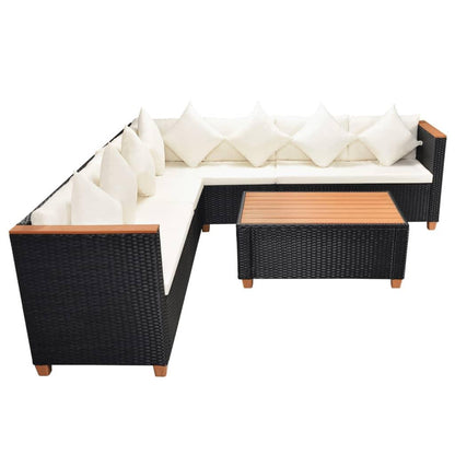 5-tlg. Garten-Lounge-Set mit Auflagen Poly Rattan Schwarz - Pazzar.ch