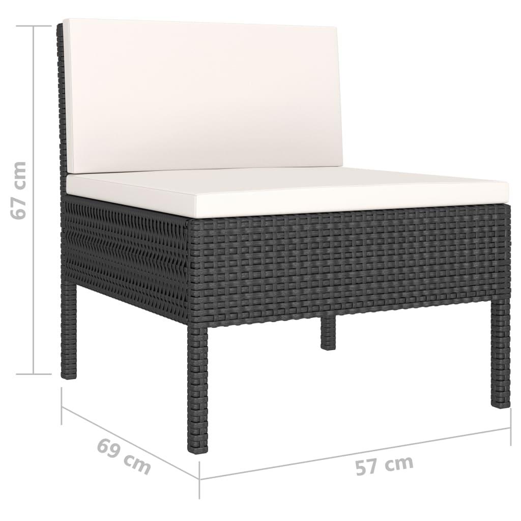 6-tlg. Garten-Lounge-Set mit Auflagen Poly Rattan Schwarz