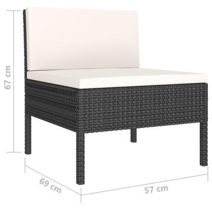 6-tlg. Garten-Lounge-Set mit Auflagen Poly Rattan Schwarz - Pazzar.ch