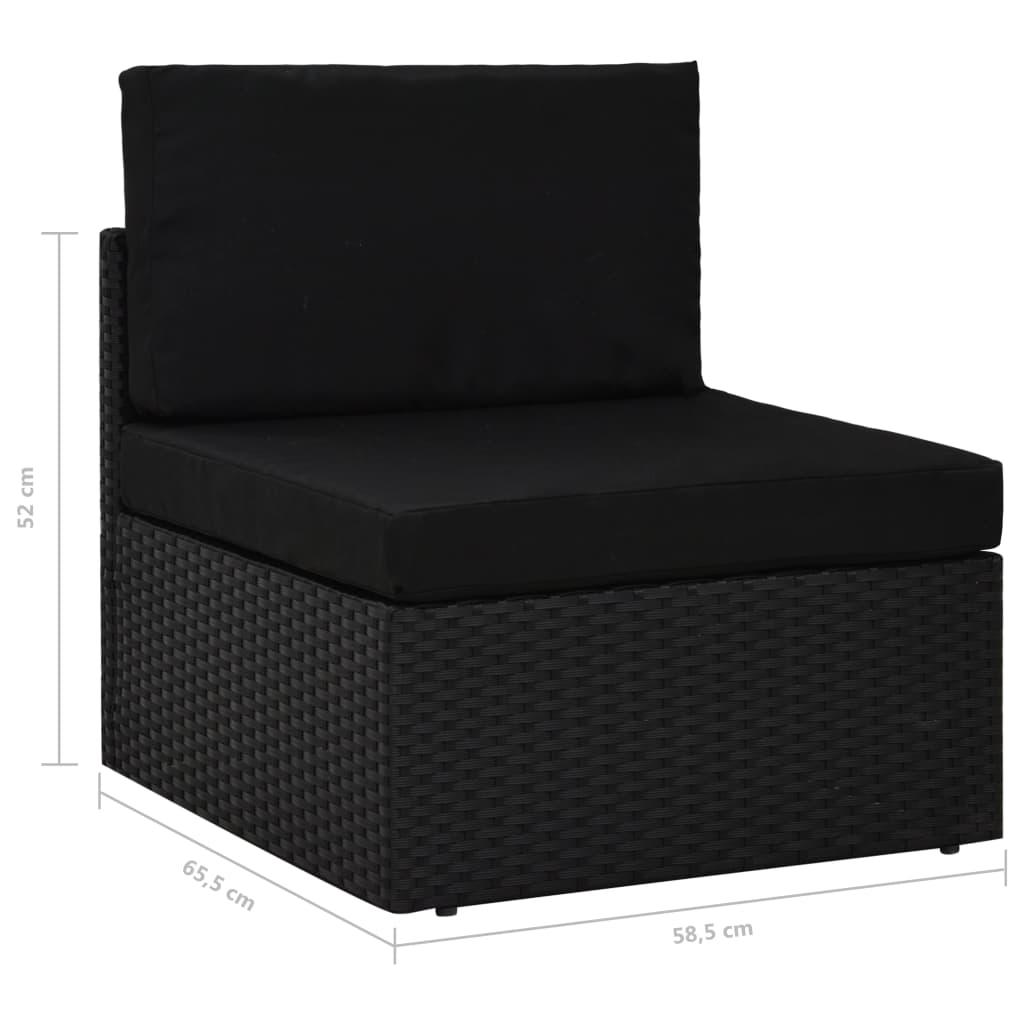 6-tlg. Garten-Lounge-Set mit Kissen Schwarz Poly Rattan